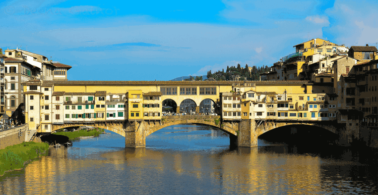 Arno River and cross the Ponte Vecchio Bridge